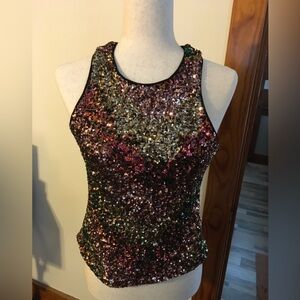 Bar III Red Sequin Fitted Tank Top